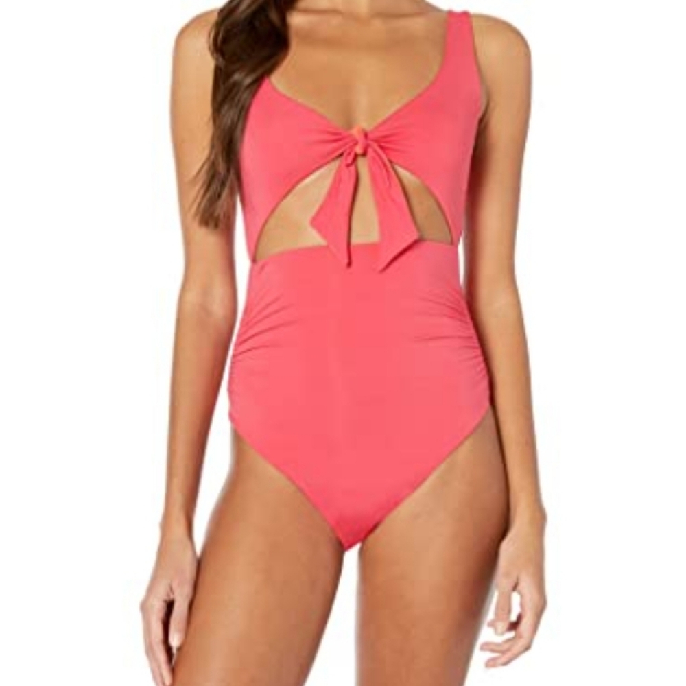 Stella McCartney Tie Front Pink One Piece Swimsuit